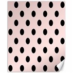 Polka Dots - Black on Misty Rose Pink Canvas 11  x 14 