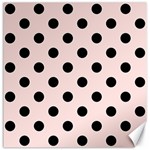 Polka Dots - Black on Misty Rose Pink Canvas 12  x 12 