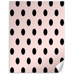 Polka Dots - Black on Misty Rose Pink Canvas 12  x 16 