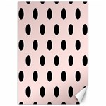 Polka Dots - Black on Misty Rose Pink Canvas 12  x 18 