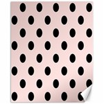 Polka Dots - Black on Misty Rose Pink Canvas 16  x 20 