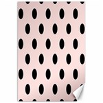 Polka Dots - Black on Misty Rose Pink Canvas 20  x 30 