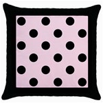 Polka Dots - Black on Piggy Pink Throw Pillow Case (Black)