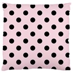 Polka Dots - Black on Piggy Pink Large Flano Cushion Case (Two Sides)