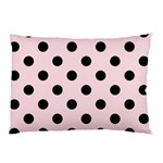 Polka Dots - Black on Piggy Pink Pillow Case (One Side)