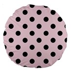 Polka Dots - Black on Piggy Pink Large 18  Premium Round Cushion