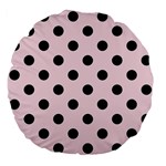 Polka Dots - Black on Piggy Pink Large 18  Premium Flano Round Cushion