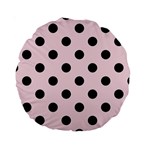 Polka Dots - Black on Piggy Pink Standard 15  Premium Round Cushion