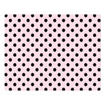 Polka Dots - Black on Piggy Pink Double Sided Flano Blanket (Large)