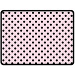 Polka Dots - Black on Piggy Pink Fleece Blanket (Large) (One Side)