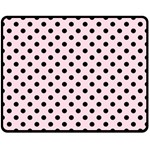 Polka Dots - Black on Piggy Pink Double Sided Fleece Blanket (Medium) (Two Sides)