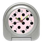 Polka Dots - Black on Piggy Pink Desk Alarm Clock