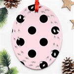 Polka Dots - Black on Piggy Pink Ornament (Bell) Ornament (Oval Filigree)