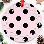 Polka Dots - Black on Piggy Pink Ornament (Round Filigree)