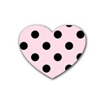 Polka Dots - Black on Piggy Pink Rubber Coaster (Heart)