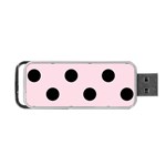 Polka Dots - Black on Piggy Pink Portable USB Flash (One Side)