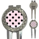 Polka Dots - Black on Piggy Pink 3-in-1 Golf Divot