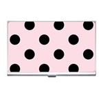 Polka Dots - Black on Piggy Pink Business Card Holder