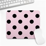 Polka Dots - Black on Piggy Pink Large Mousepad