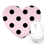 Polka Dots - Black on Piggy Pink Heart Mousepad