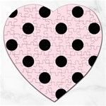 Polka Dots - Black on Piggy Pink Jigsaw Puzzle (Heart)