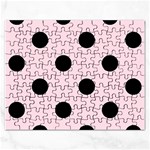 Polka Dots - Black on Piggy Pink Jigsaw Puzzle (Rectangular)