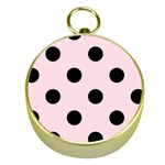 Polka Dots - Black on Piggy Pink Gold Compass