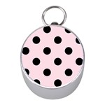 Polka Dots - Black on Piggy Pink Silver Compass (Mini)