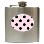 Polka Dots - Black on Piggy Pink Hip Flask (6 oz)