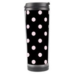 Polka Dots - Piggy Pink on Black Travel Tumbler