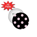 Polka Dots - Piggy Pink on Black 1.75  Button (10 pack)