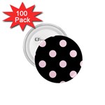 Polka Dots - Piggy Pink on Black 1.75  Button (100 pack)