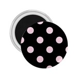 Polka Dots - Piggy Pink on Black 2.25  Magnet