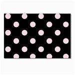 Polka Dots - Piggy Pink on Black Postcards 5  x 7  (Pkg of 10)