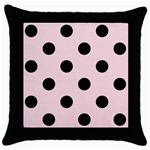 Polka Dots - Black on Pale Pink Throw Pillow Case (Black)