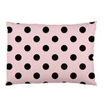 Polka Dots - Black on Pale Pink Pillow Case (One Side)