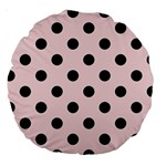 Polka Dots - Black on Pale Pink Large 18  Premium Round Cushion