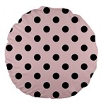 Polka Dots - Black on Pale Pink Large 18  Premium Flano Round Cushion