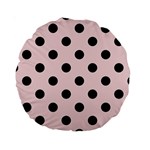 Polka Dots - Black on Pale Pink Standard 15  Premium Round Cushion