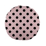 Polka Dots - Black on Pale Pink Standard 15  Premium Flano Round Cushion