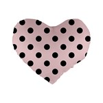 Polka Dots - Black on Pale Pink Standard 16  Premium Heart Shape Cushion