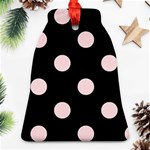 Polka Dots - Pale Pink on Black Bell Ornament (Two Sides)