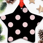 Polka Dots - Pale Pink on Black Star Ornament (Two Sides)