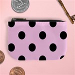 Polka Dots - Black on Classic Rose Pink Mini Coin Purse