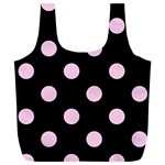 Polka Dots - Classic Rose Pink on Black Full Print Recycle Bag (XL)