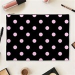 Polka Dots - Classic Rose Pink on Black Cosmetic Bag (XL)