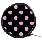 Polka Dots - Classic Rose Pink on Black Mini Makeup Bag