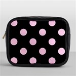 Polka Dots - Classic Rose Pink on Black Mini Toiletries Bag (One Side)