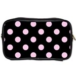 Polka Dots - Classic Rose Pink on Black Toiletries Bag (Two Sides)