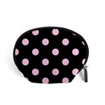 Polka Dots - Classic Rose Pink on Black Accessory Pouch (Small)